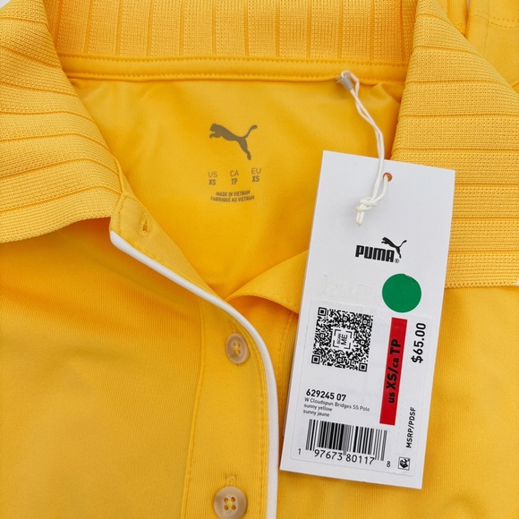 NWT Womens XS Sunny Yellow Puma CLOUDSPUN Bridges Short Sleeve Golf Polo Shirt - Picture 4 of 6